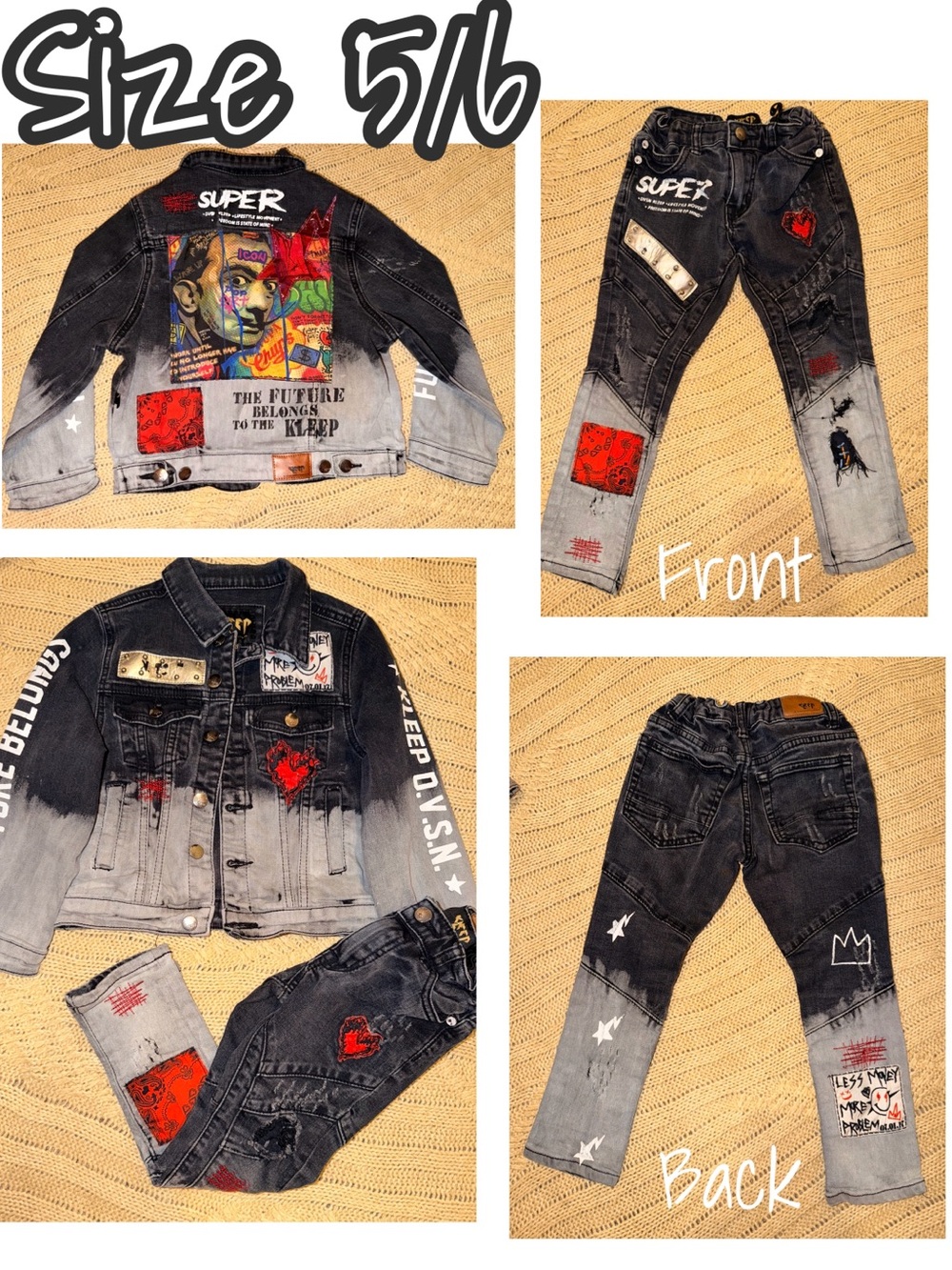 premium graphic streetwear denim matching set